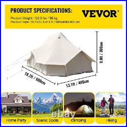 VEVOR Bell Tent Canvas Yurt Tents 19.7x13.1x9.8 ft Canvas Tent Beige for Camping