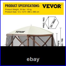 VEVOR Camping Gazebo Screen Tent, 1212ft, 6 Sided Pop-up Canopy Shelter Tent wi