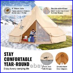 VEVOR Canvas Bell Tent 5m/16.4ft 4-Season Camping Yurt Tent with Stove Jack