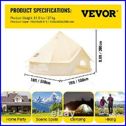 VEVOR Canvas Bell Tent 5m Waterproof Oxford Yurt Camping Tent withGround Sheet