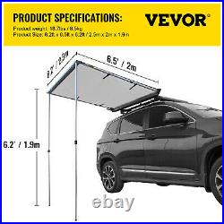 VEVOR Car Awning Car Tent Retractable Waterproof SUV Rooftop Grey 8.2'x6.5