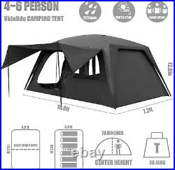 Vidalido 4-6 Person Camping Tent with 3 Door 2 Room Large Family Cabin Tents, Do