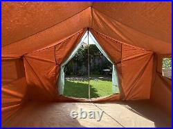Vintage 1950s large American Vagabond canvas camping tent 6 man event hut space