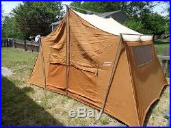 Vintage 1972 Coleman Holiday Canvas Wall Tent 8430-720 12' x 9' Camping