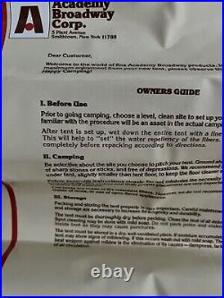 Vintage 1980s Canyon Tent 8x10 Academy Broadway Original Box & Manual EXCELLENT
