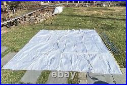 Vintage Canvas Dining Camping Fly Canopy 11' 6 X 10' 6 Poles Needs Stakes Rope