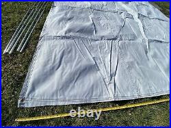 Vintage Canvas Dining Camping Fly Canopy 11' 6 X 10' 6 Poles Needs Stakes Rope
