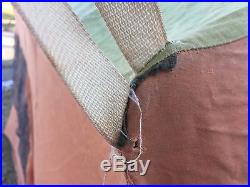 Vintage Canvas Wall Camping Cabin Tent Steel Poles Awning
