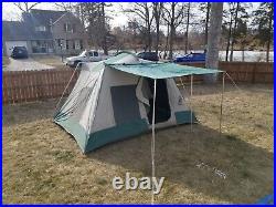 Vintage Hillary Canvas Cabin Tent 9x12 With Attached Awning