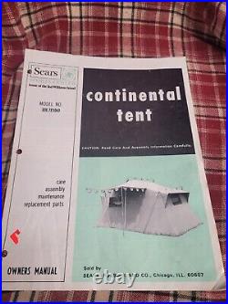 Vintage SEARS Ted Williams Canvas Tent Model NO. 308-781060 Great Shape