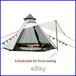 Waterproof 12.5ft Double Layers Teepee Tent Yurt Family Tent Camping 4 Persons