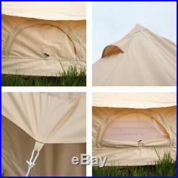 Waterproof 4M Canvas Bell Tent Yurt Glamping Camping Tent Family Yurt Stove Jack