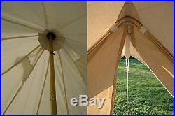 Waterproof 4m Canvas Bell Tent Cotton Sibley Tent Luxury Family Glamping Tent