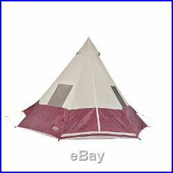 Wenzel Shenanigan Large 5 Person Trail Camping Easy-Setup Teepee Tent, Red Plaid