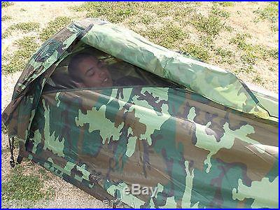 Woodland Camo One Man Survival Tent Camouflage Bivouac Bug Out Compact Shelter